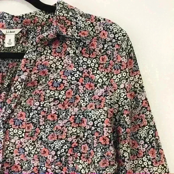 L.L. Bean Floral 3/4 Sleeve Pullover Blouse - Picture 2 of 9